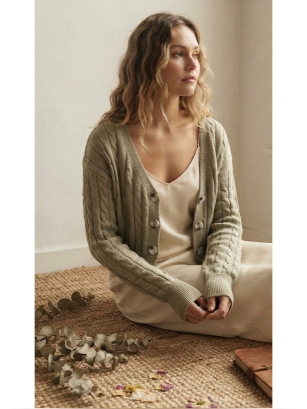Altar’d State Cable Knit Cropped Button Up Cardigan